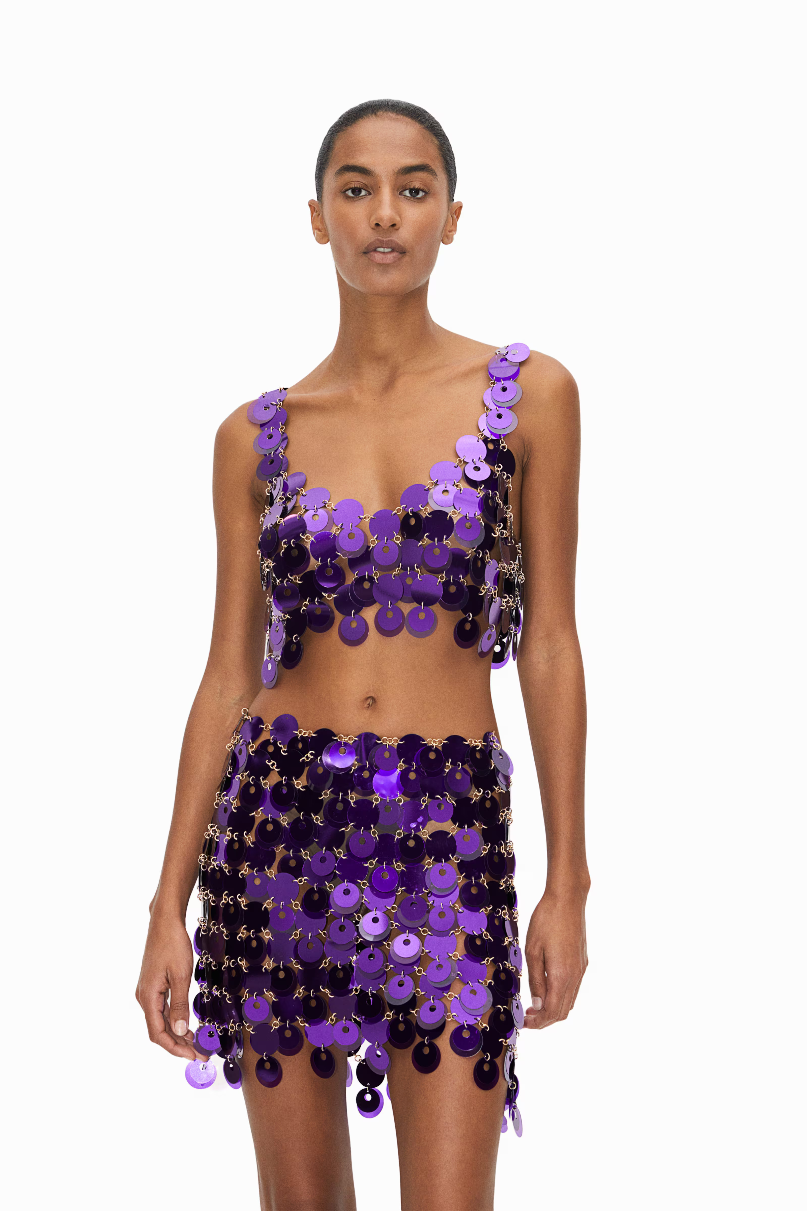 Sequin-disc mini skirt | H&M (UK, MY, IN, SG, PH, TW, HK)
