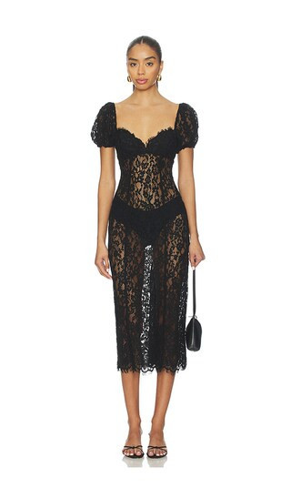 LPA Nicola Midi Dress in Black. - size L | Revolve Clothing (Global)