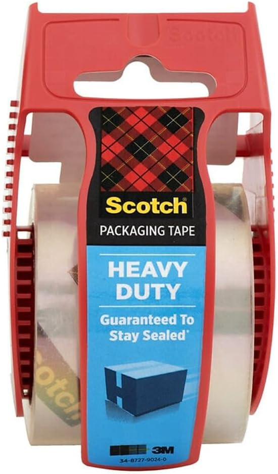 Scotch Heavy Duty Shipping Packaging Clear Tape, 1.5" Core, 1.88" x 22.2 Yard, Red Dispenser (142... | Amazon (US)