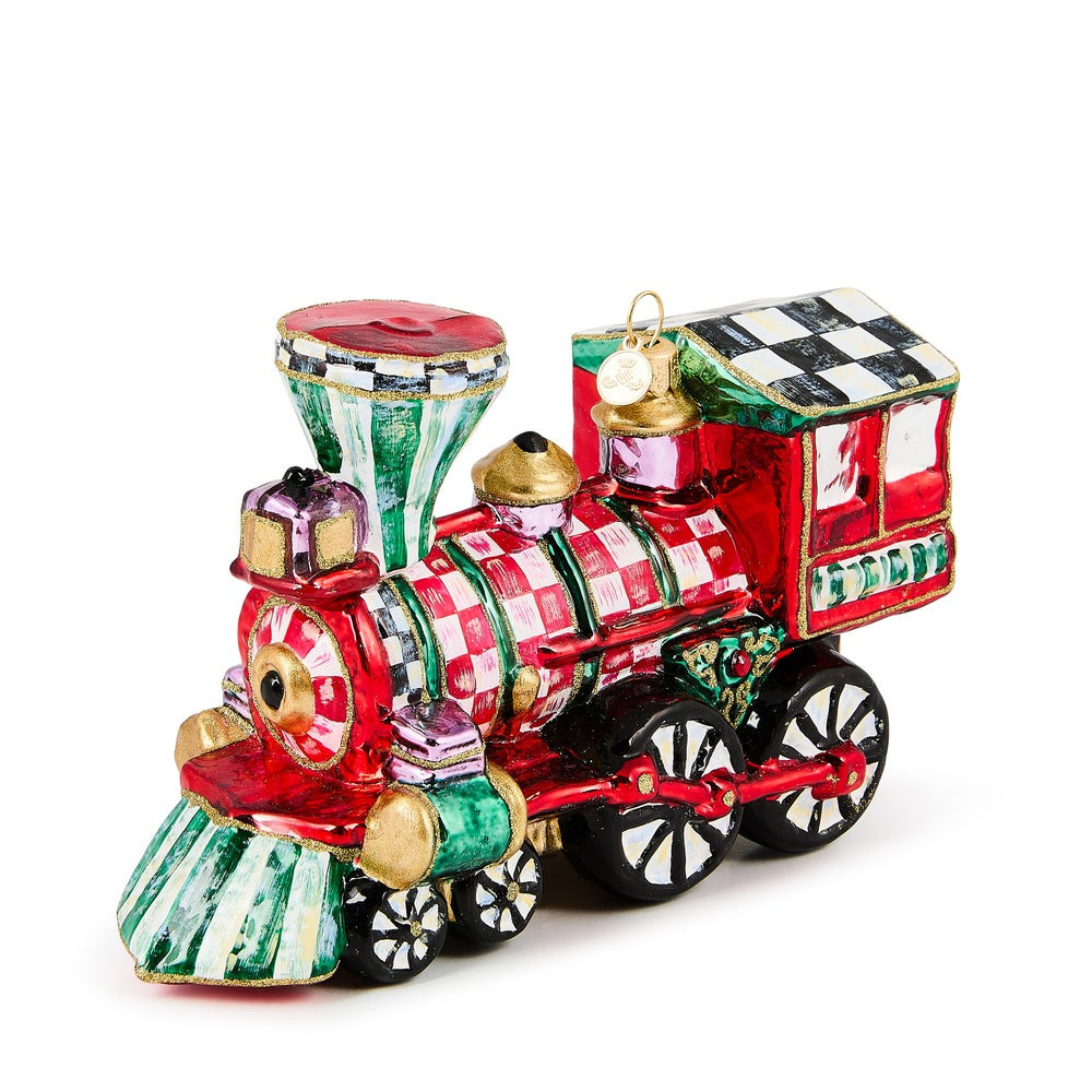 Check It Out Train Glass Ornament | MacKenzie-Childs