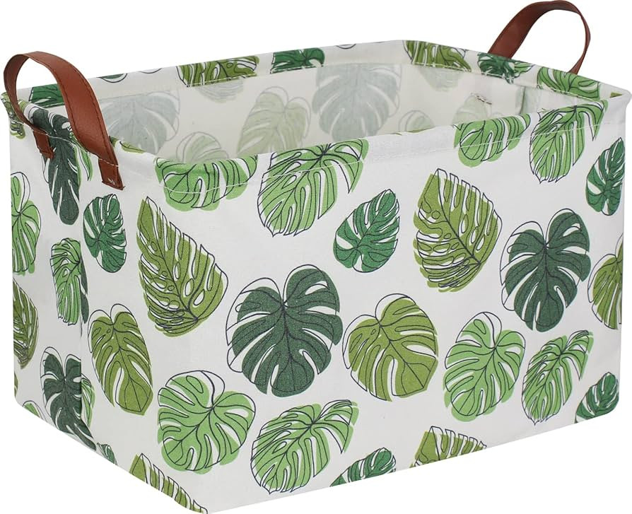 Rectangular Green Storage Basket, Waterproof Safari Nursery Box with Handles for Bedroom, Jungle ... | Amazon (US)