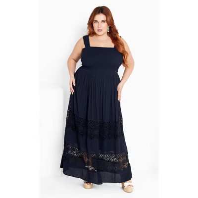 Women's Plus Size By The Beach Maxi Dress - navy | CITY CHIC | Target