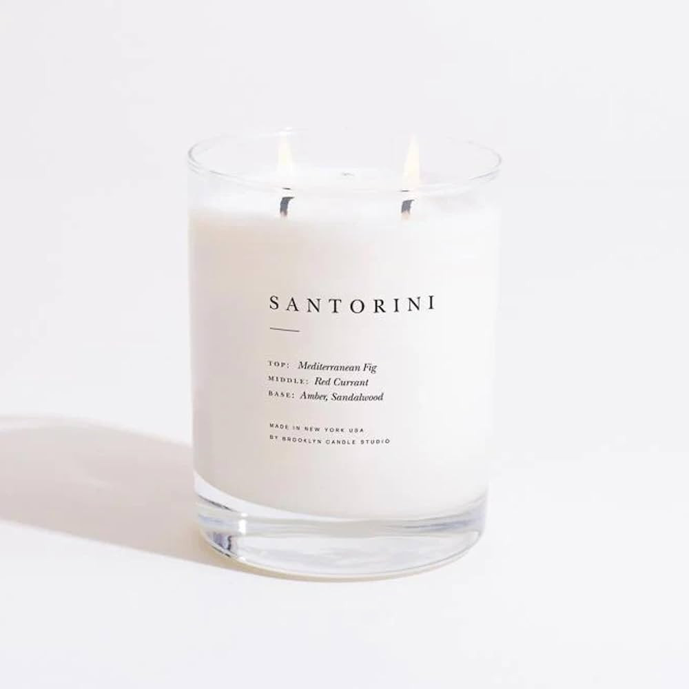 Brooklyn Candle Studio Santorini Classic 2 Wick Candle - Luxury Scented Candle, Vegan Soy Wax, Ha... | Amazon (US)