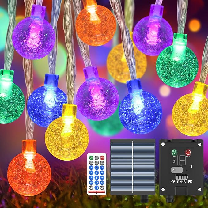 56FT Solar String Lights, 100LED Outdoor Solar Lights with Remote, Color Changing Globe Patio Lig... | Amazon (US)