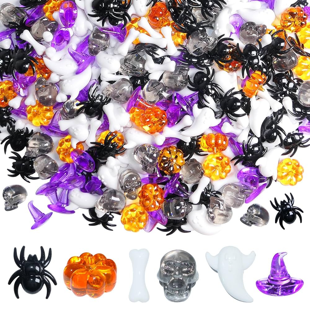 Halloween Sensory Bin Filler,300 Pcs Mini Acrylic Pumpkin Ghost Skull Gems Vase Fillers for Hallo... | Amazon (US)