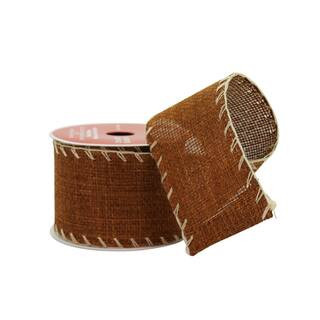 2.5" x 20Ft Brown Whip Stitched Wired Ribbon by Celebrate It® in Null | Michaels® | Michaels Stores