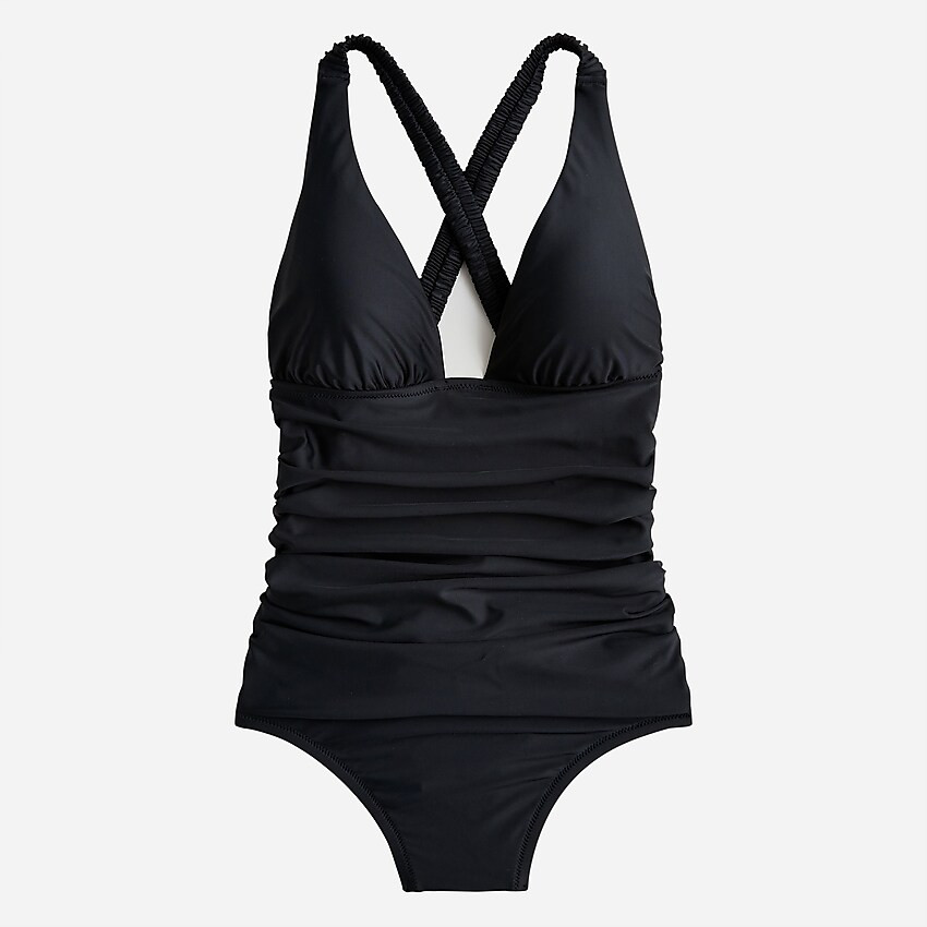 Scrunchie-strap plunge one-piece | J. Crew US