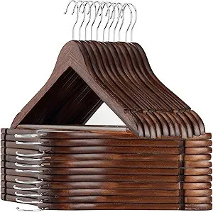 AMKUFO Wooden Hangers 20 Pack Wood Suit Hanger Non Slip Coat Hangers with Smooth Fnish Cut Notche... | Amazon (US)