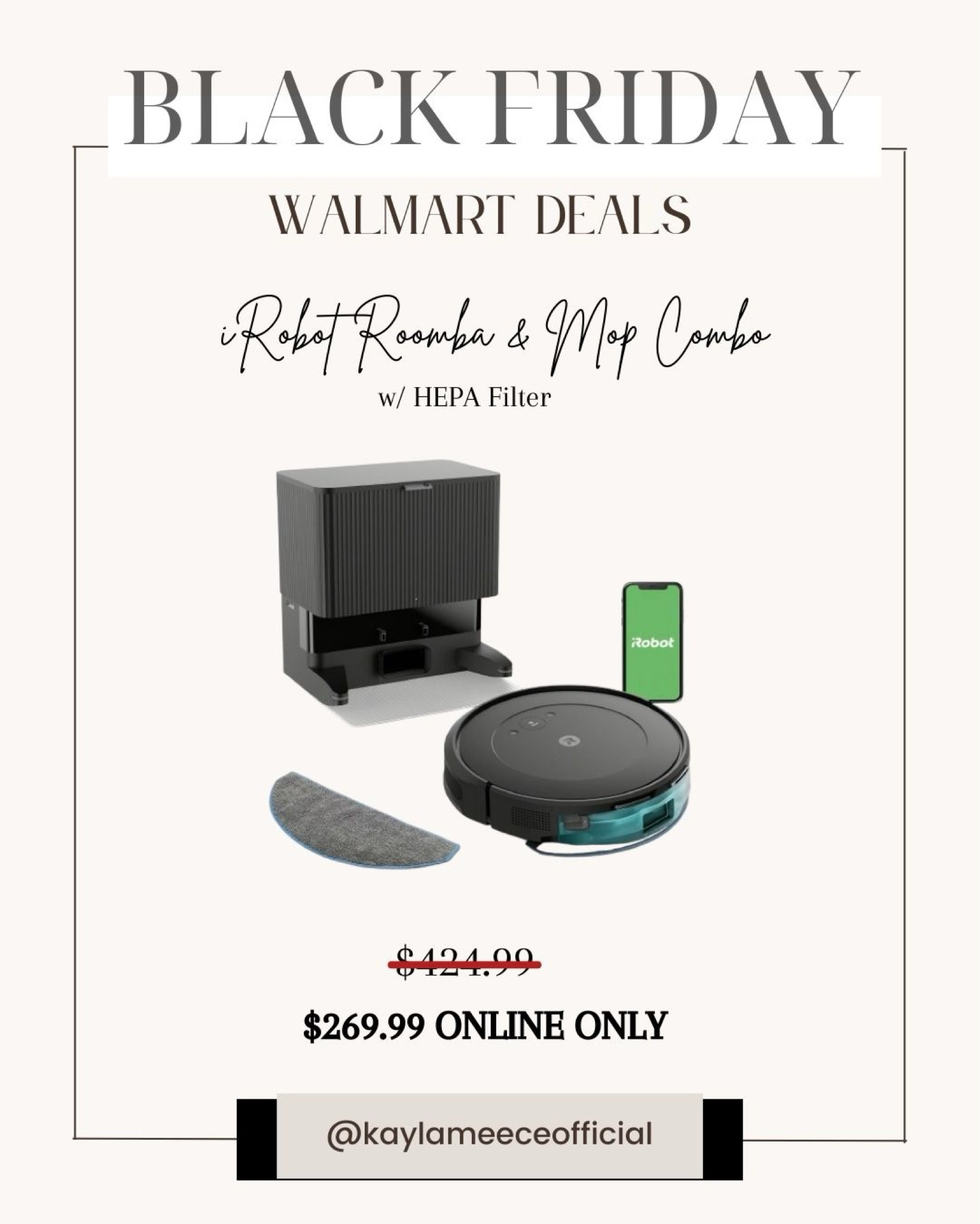 Walmart Black Friday Deals: iRobot Roomba and Mop Combo 

#walmart #walmartdeals #walmartblackfriday #irobotroombamopcombo #roombavacuum #roombawithhepafilter #homegadgets #giftsforher #giftsforhim #giftguidehome #pethairvacuum #bestvacuum #roombasale #roombadeal #vacuumblackfriday #homeblackfriday 

#LTKGiftGuide #LTKCyberWeek #LTKHome