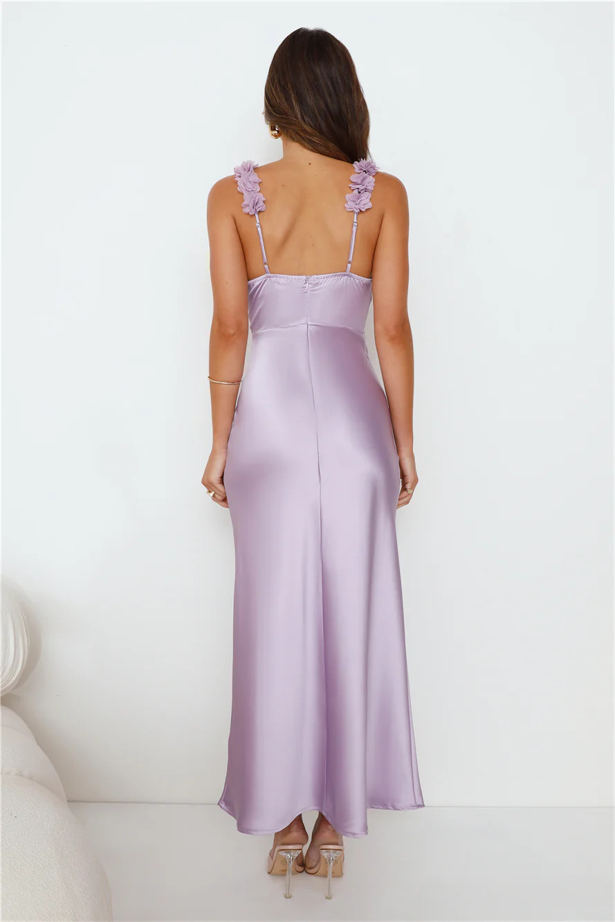 Parties In Spring Satin Maxi Dress Lilac | Hello Molly (AU)