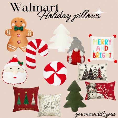 Walmart holiday pillows, Christmas pillows, holiday decor, gingerbread pillows, candy cane pillows, Christmas tree pillows, Santa pillows, merry & bright pillows, YoumeandLupus, Walmart finds, seasonal 

#LTKHoliday #LTKGiftGuide #LTKSeasonal