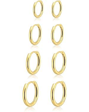 Gokeey Small Gold Huggie Hoop Earrings Set for Women 14K Real Gold Plated Hypoallergenic Lightwei... | Amazon (US)