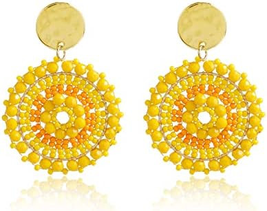 Beaded Earrings Statement Summer Beach Boho Colorful Dangle Drop Beads For Women Girls | Amazon (US)