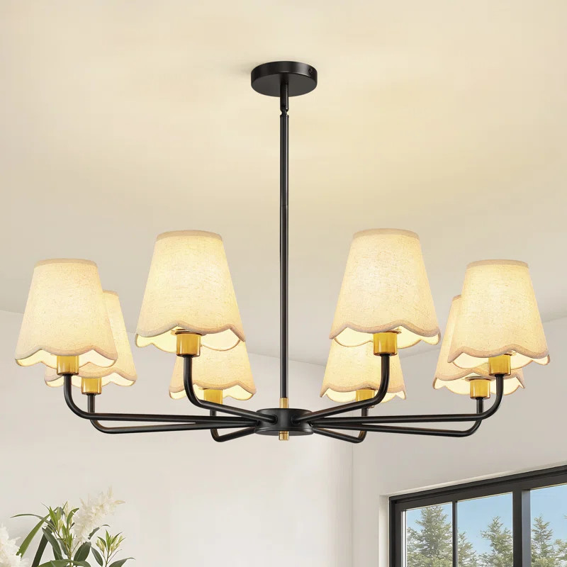 8-Light Modern Dimmable Chandelier With Fabric Shades | Wayfair North America