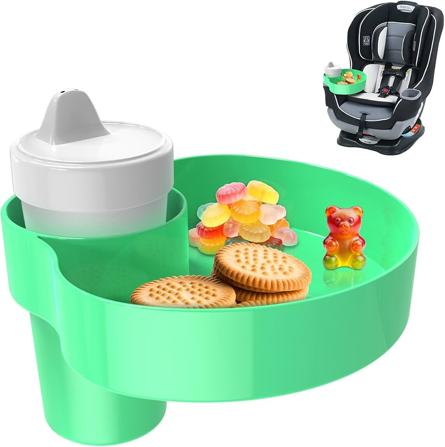 Car Seat Cup Holder Snack Tray: Travel Tray for Kids Car Seat Food Tray for Kids Travel, Toddler ... | Amazon (US)