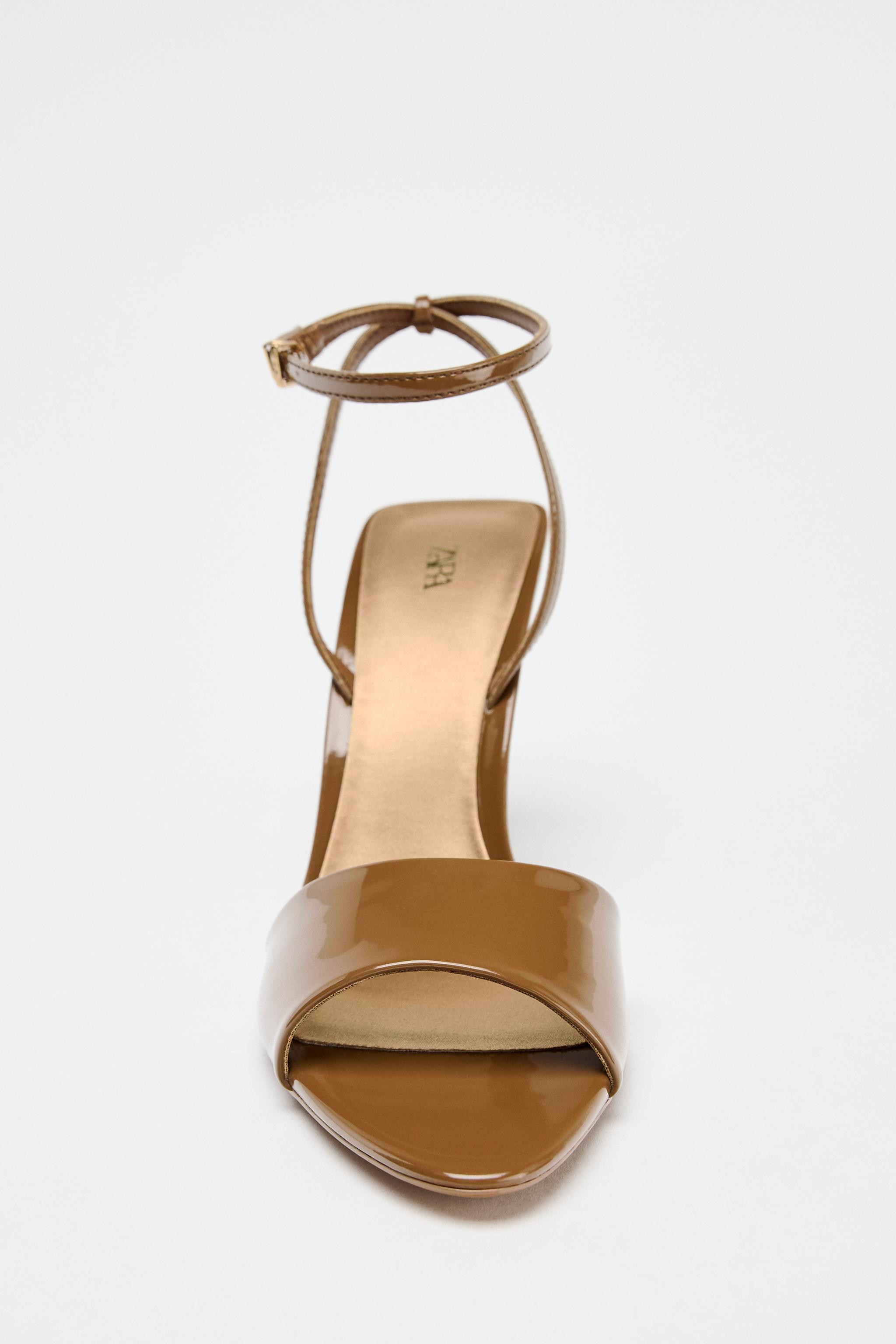 PATENT-EFFECT HIGH-HEEL SANDALS | Zara UK