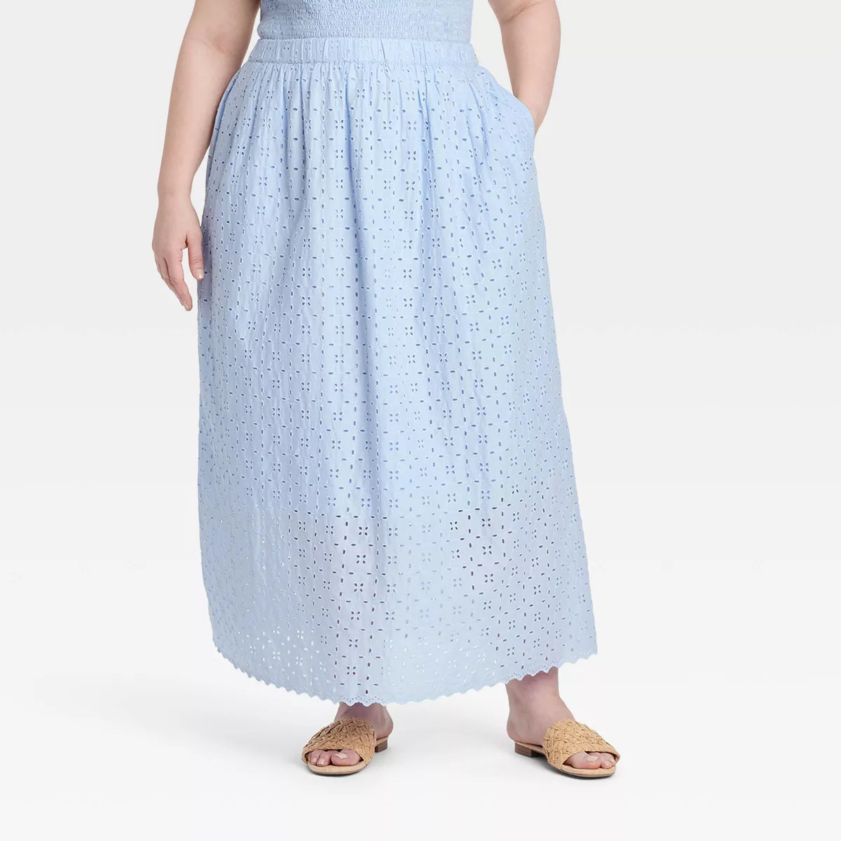 Women's Eyelet Maxi A-Line Skirt - Universal Thread™ Blue XXL | Target