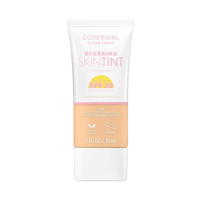 COVERGIRL Clean Fresh Blurring Skin Tint with SPF 30, 420 Light/Medium Neutral, Liquid Foundation... | Amazon (US)