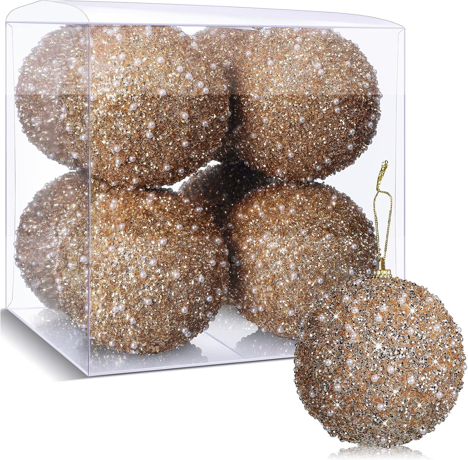 BBTO 8 Pcs Christmas Tree Ball Ornaments Glitter Sequin Foam Ornaments Hanging Decorations for Xm... | Amazon (US)