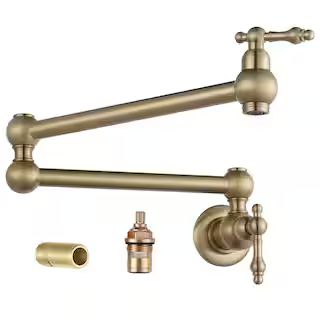 WOWOW Wall Mounted Pot Filler with 2-Handles Double Joint Swing Arm in Gold 2311100G-AMUS - The H... | The Home Depot