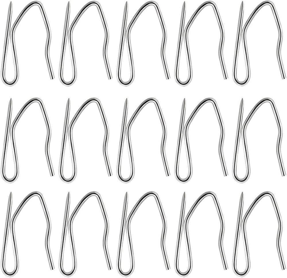 58 Pcs Metal Curtain Hooks, Nydotd Silver Rustproof Stainless Steel Plated Nickel Hooks Heavy-Dut... | Amazon (US)