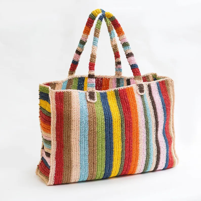 Striped Tote Bag | Etsy (US)