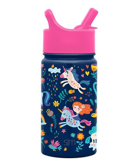 Navy & Pink Unicorn 14-Oz. Straw Lid Summit Water Bottle | Zulily
