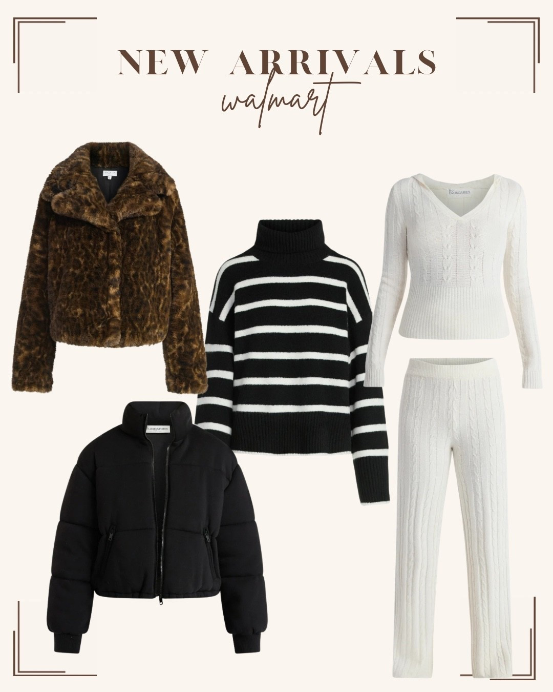 Edit: the white sweater knit set is very see through 🙈 

Just ordered this cute sweater knit set! These new arrivals from Walmart are beautiful! I love the fur coat and the striped sweater comes in several colors!! 

#LTKFindsUnder100 #LTKGiftGuide #LTKFindsUnder50