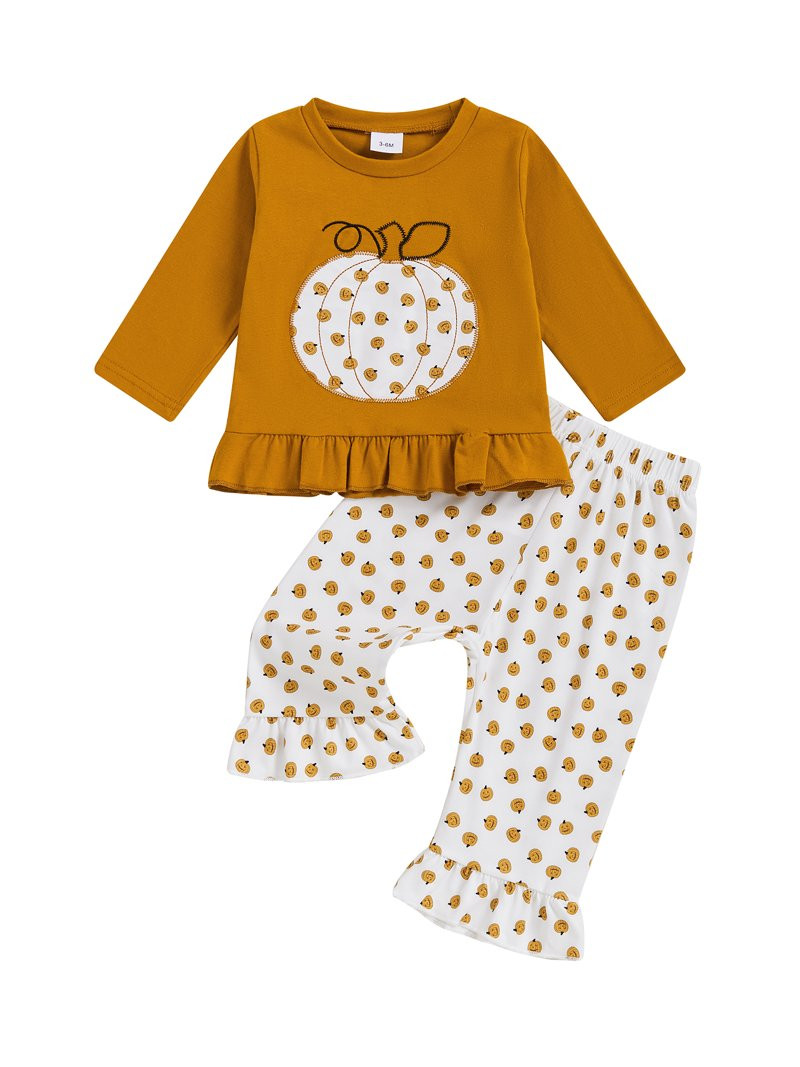 Miaouyo Toddler Baby Girls Halloween Fall Outfits 3 6 12 18 24 Months 2T 3T Pumpkin Print Embroid... | Walmart (US)
