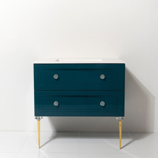 Alma Collection 36" Vanity with Gold Accessories - Green | Bed Bath & Beyond