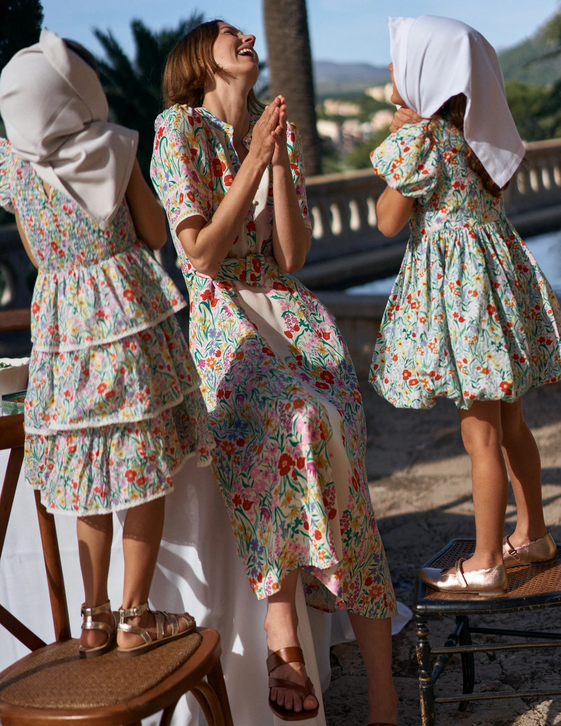 Kate Puff Sleeve Belted Dress-Ivory, Elegant Garden | Boden (US)