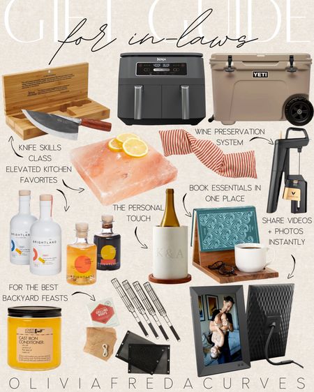 Gift Guide for The In-Laws - Cooking Presents - Uncommon Gifts - Yeti - Airfryer - Oil Set - Salt Block - Knife Skills Class - Wine Gifts - Cooking Utensils - Book Lovers - Digital Frame  

#LTKHoliday #LTKfamily #LTKGiftGuide