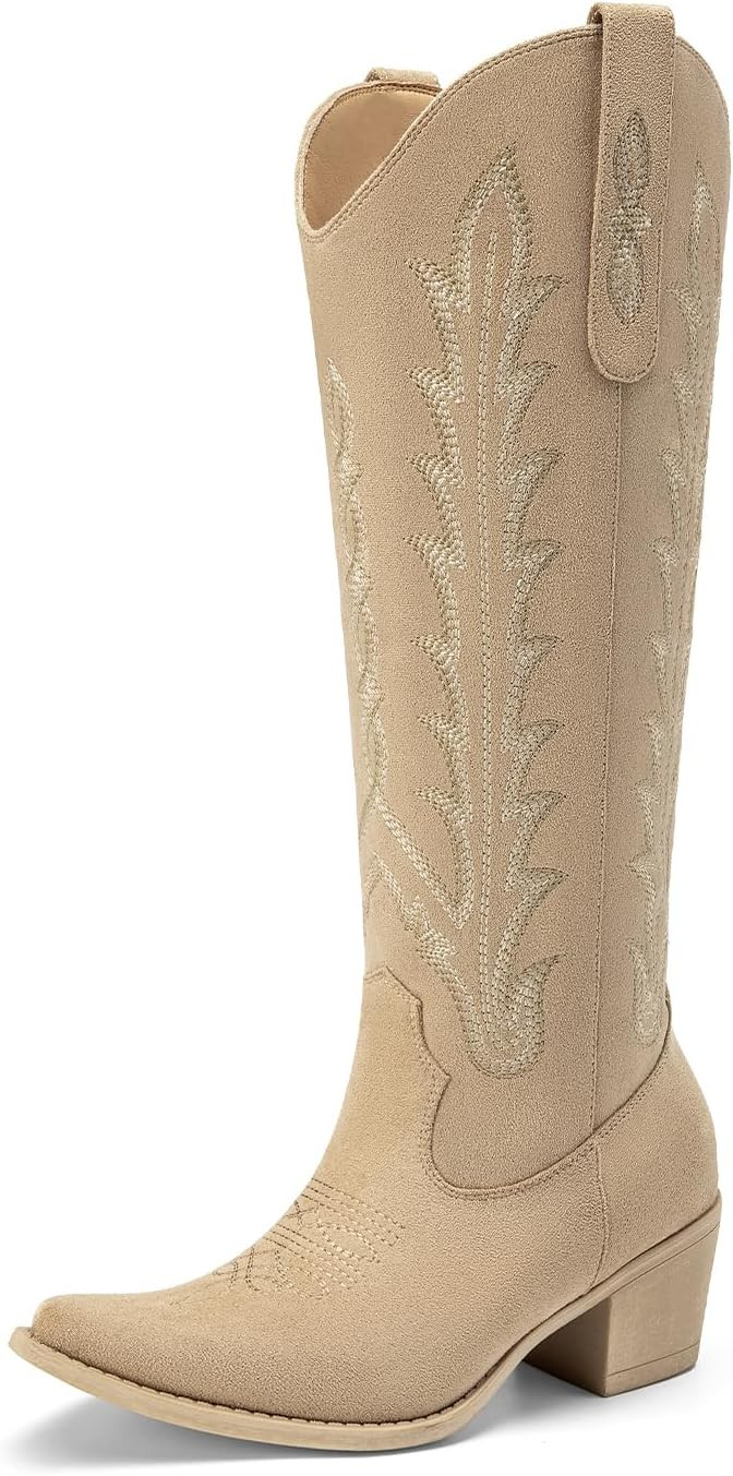 Cowboy Boots for Women Knee High Cowgirl Western Block Tall Boots | Amazon (US)