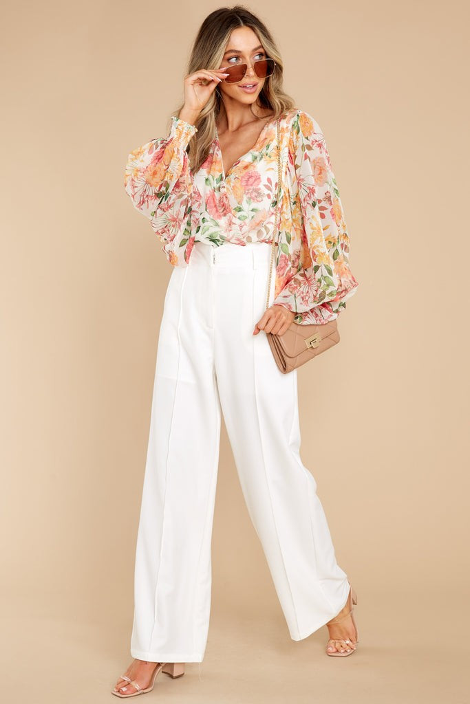 Aspiring Artist Ivory Multi Floral Print Bodysuit | Red Dress 