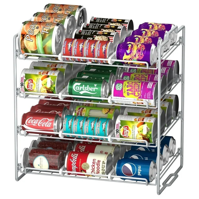 stusgo 4 Tiers Stackable Can Rack Organizer for up to 48 Cans for Kitchen Cabinet and Pantry (Sil... | Walmart (US)
