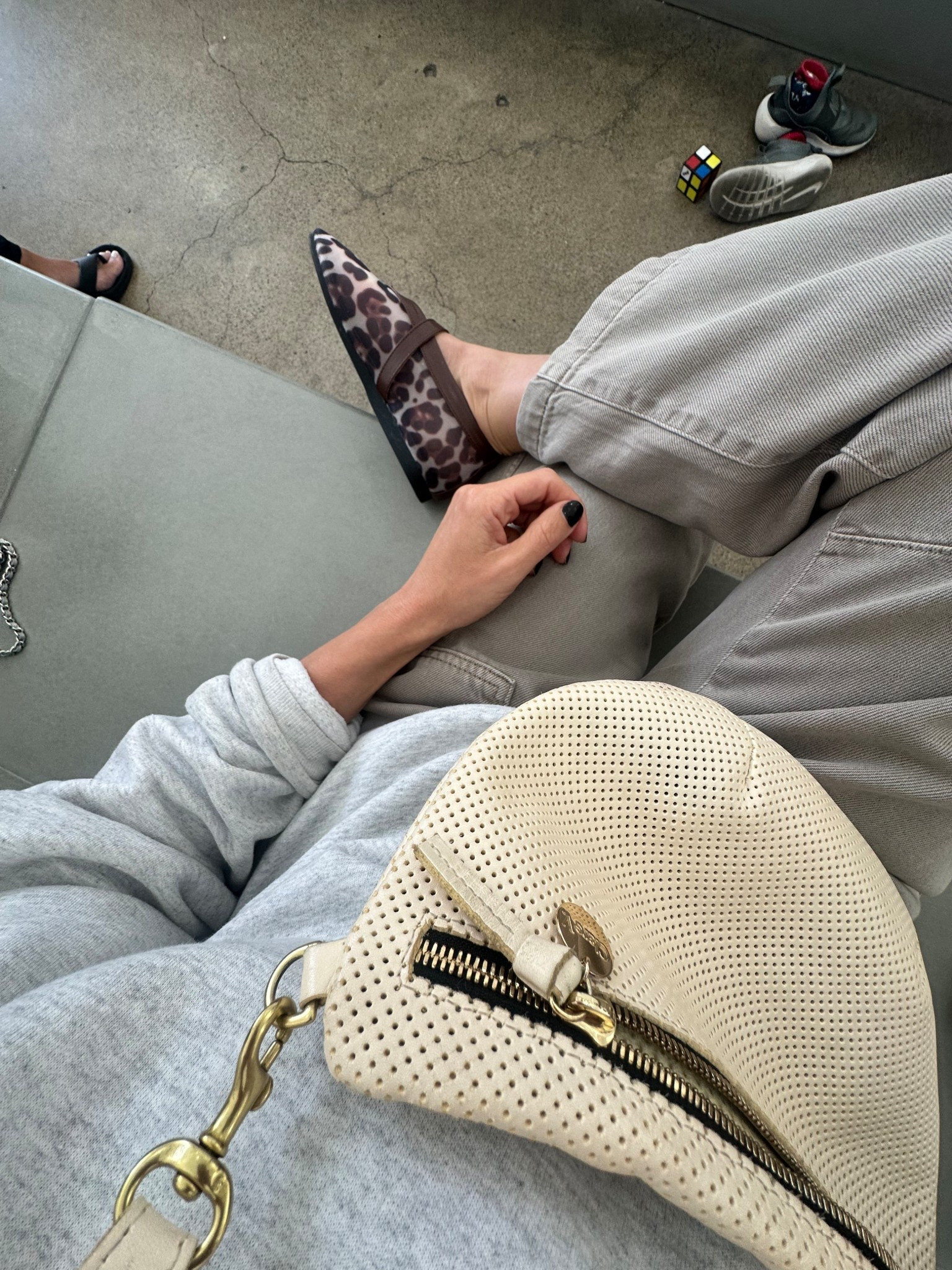 Easy on the go mom style, my men’s Hanes sweatshirt, pull on gap pants and mesh flats easy and cute and comfortable mom style with my Clare v bag 

#LTKmomlife #LTKdayinmylife