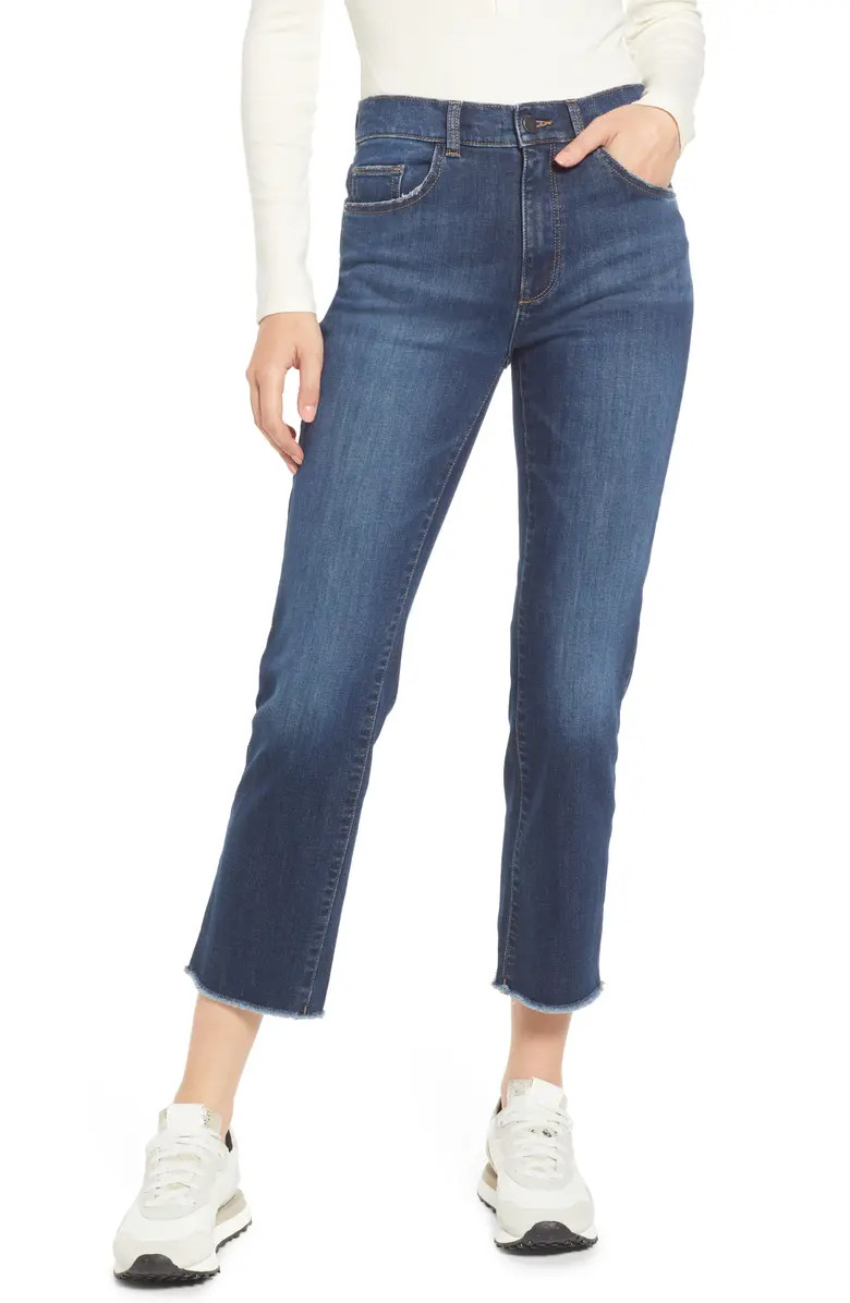 Patti High Waist Raw Hem Straight Leg Jeans | Nordstrom