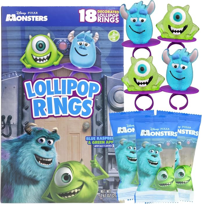 Disney Pixar Monsters Inc. Lollipop Rings, Individually Wrapped Sully and Mike Wazowski Character... | Amazon (US)