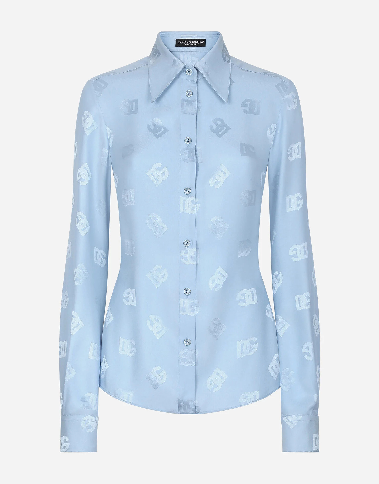 Silk jacquard shirt with all-over DG logo | Dolce & Gabbana US