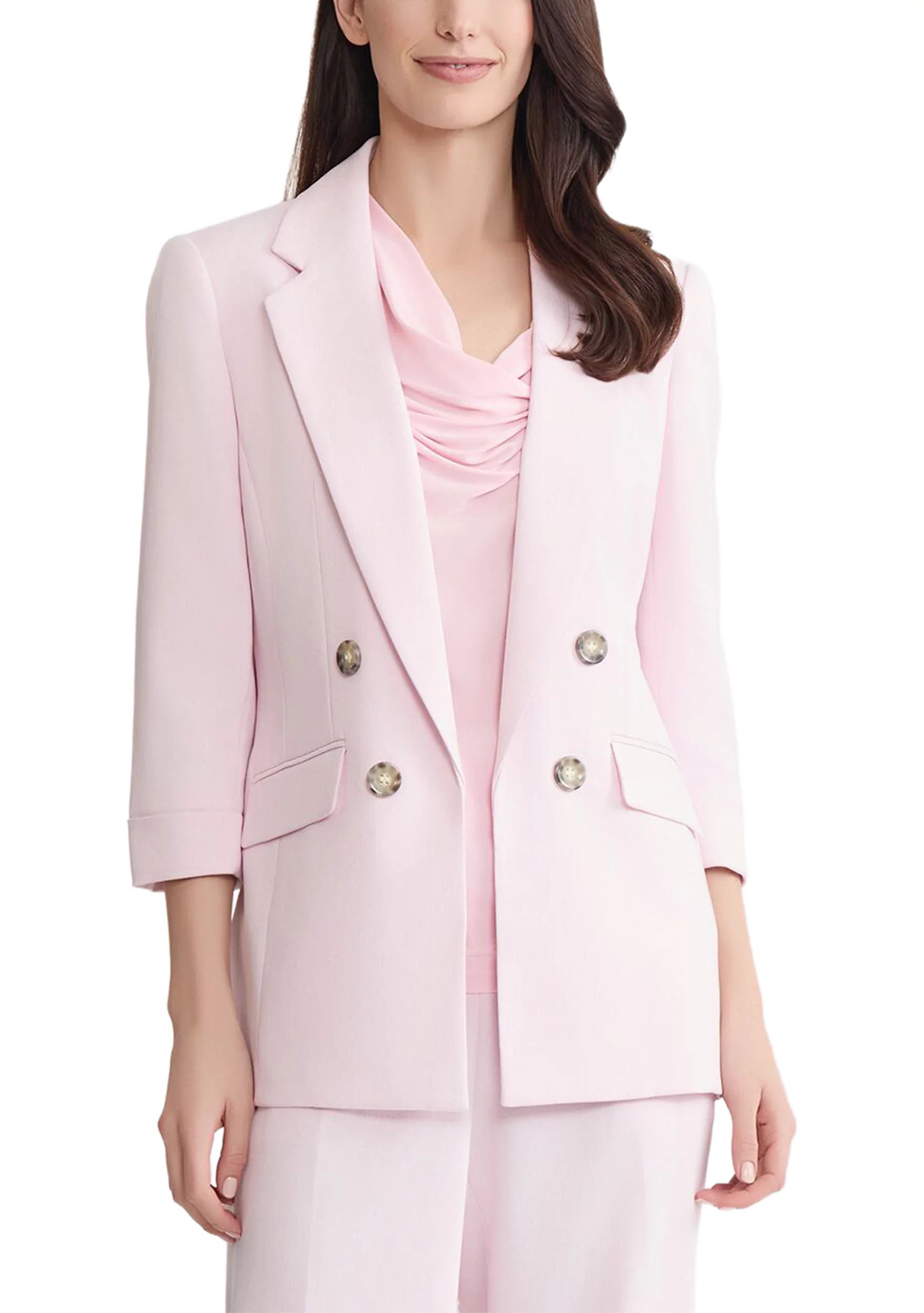 Women's Herringbone 4 Button Faux Double Jacket with Cuff Sleeves | Belk