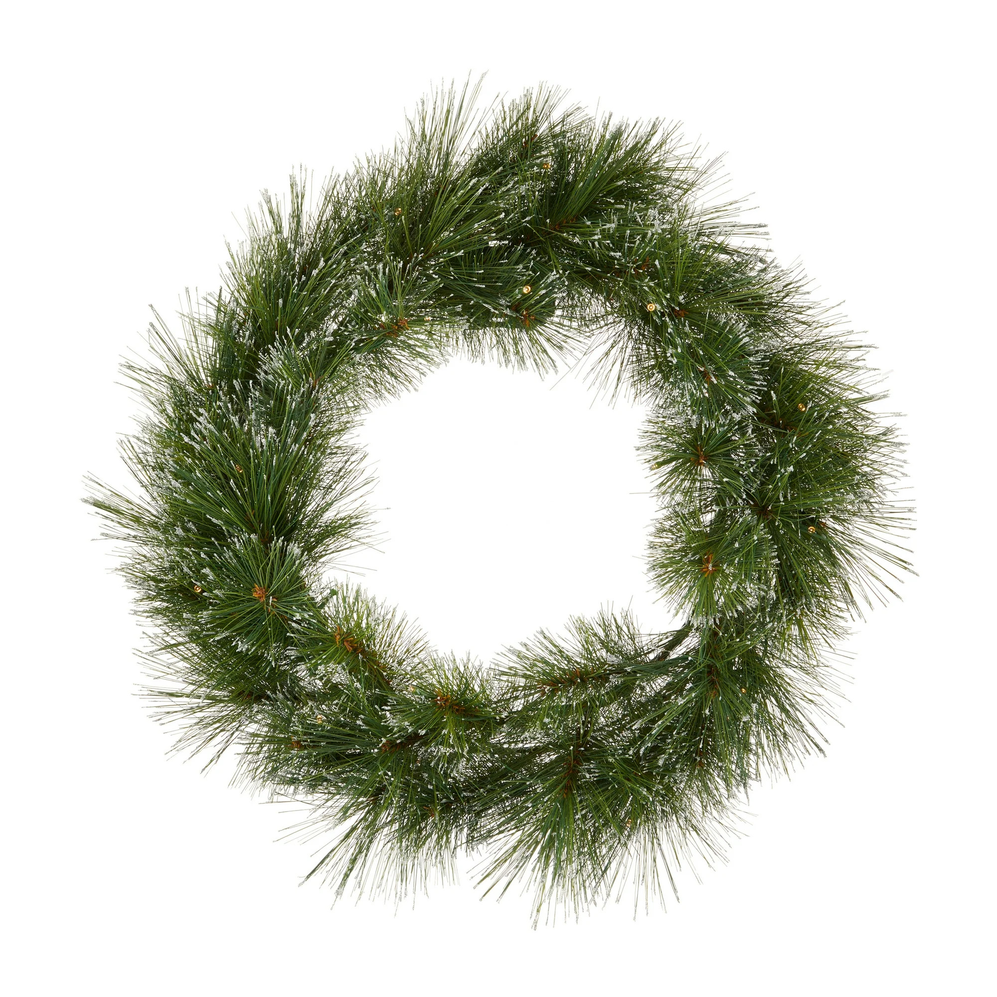 Pre-Lit Warm White LED Bristle Glittered Artificial Christmas Wreath, 24 in x 24 in, by Holiday T... | Walmart (US)
