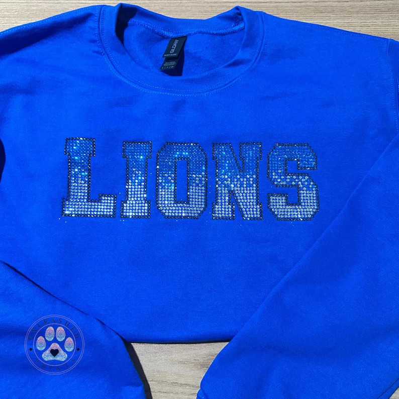 Detroit Lions Ombre Rhinestone Game Day Crew | Etsy (Global)