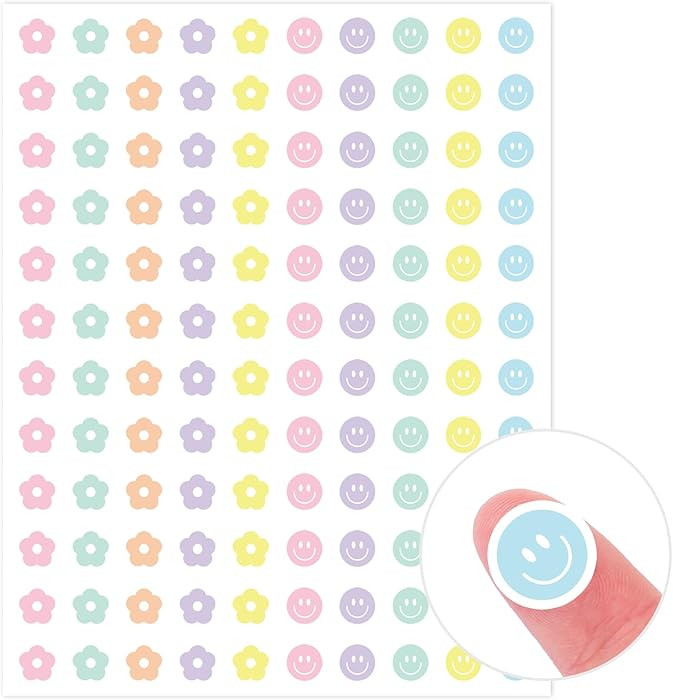 JarThenaAMCS 2400Pcs Mini Flower and Smile Face Sticker Pastel Floral Paper Decal Preppy Self-Adh... | Amazon (US)