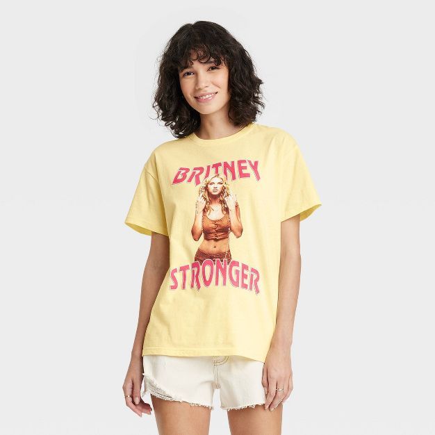 Women's Britney Spears Stronger Short Sleeve Graphic T-Shirt - Yellow | Target