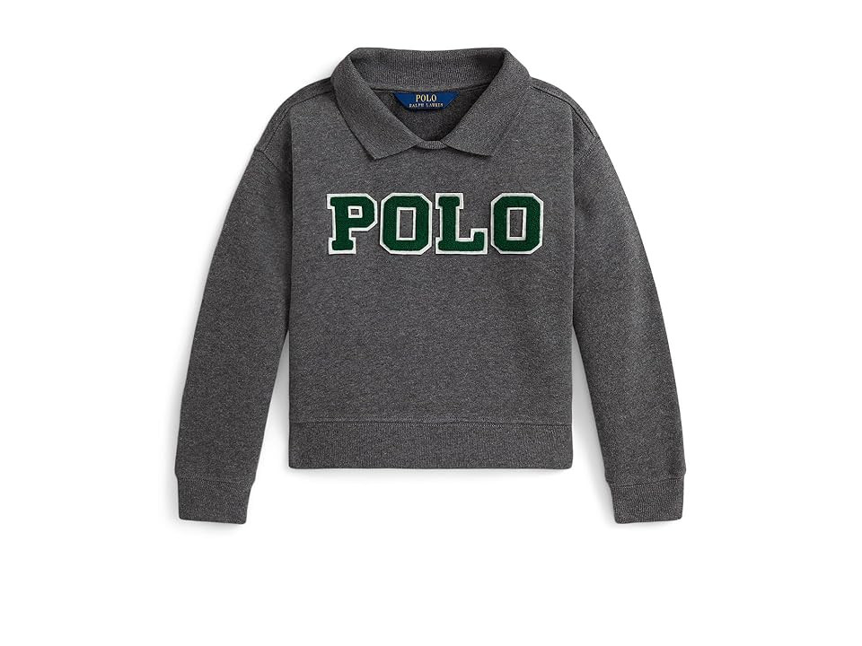 Polo Ralph Lauren Kids Logo Fleece Polo Sweatshirt (Toddler/Little Kid) Girl's Sweatshirt Medium Flannel Heather : 5 Little Kid | Zappos