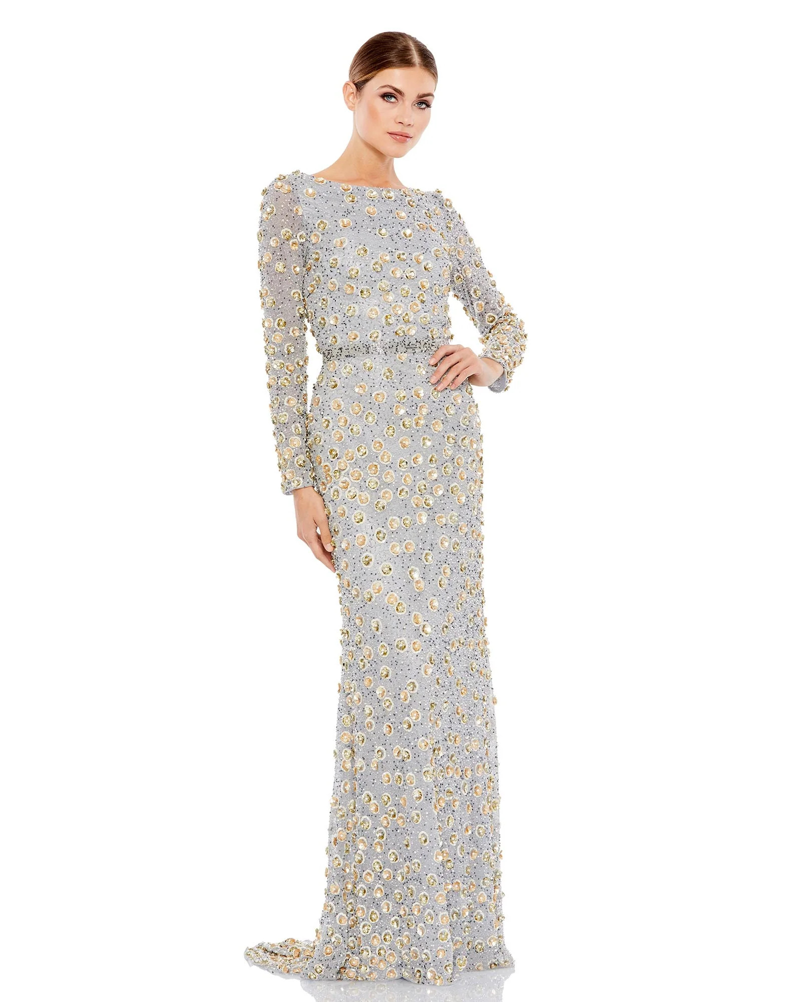 Embellished Long Sleeve High Neck Gown | Mac Duggal