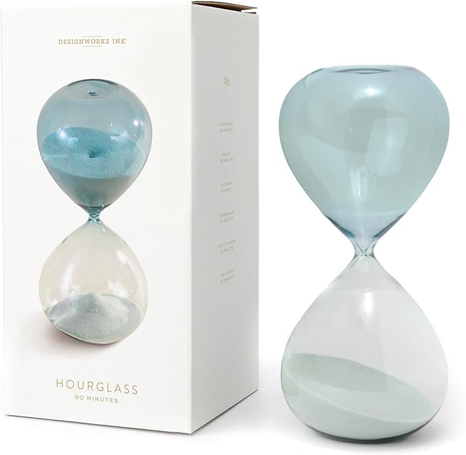 DesignWorks Ink Hourglass Gift Boxed Sand Timer One-Hour Retro Glass Timer, 9.25" Tall, Seaglass ... | Amazon (US)