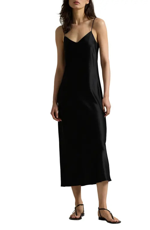 Polo Ralph Lauren Double Face Satin Slipdress in Polo Black at Nordstrom, Size 12 | Nordstrom