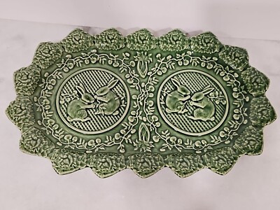 Bordallo Pinheiro Portugal Green Cabbage Bunny Rabbit Oval Serving Platter  | eBay | eBay US