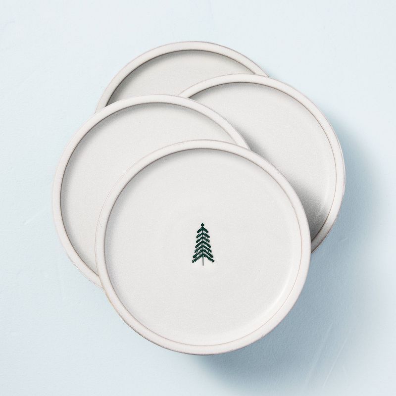 6.4" Winter Tree Stoneware Appetizer Plate Green/Cream - Hearth & Hand™ with Magnolia | Target